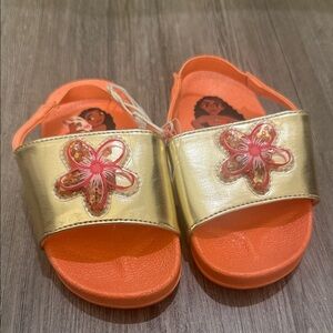 Kids Gold and Orange Disney Moana slingback sandal